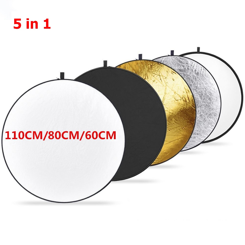 60cm/80cm/110cm 5 in 1 Portable Collapsible Light Diffuser Round Photo Studio Reflector For Studio Multi Photo Disc Diffuser Kit