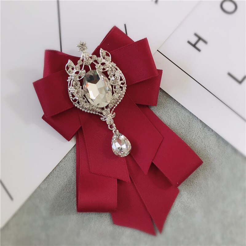 I-remiel – Broche en velours rouge, nœud papillon, col, broches, chemisier, vêtements pour femmes, accessoires, bijoux à la: 16