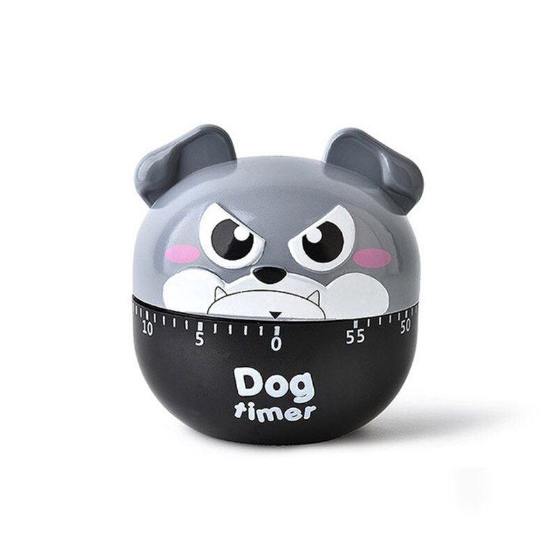 1PCS Lovely Dog Mechanical Timer Kitchen 60 Minute Cooking Mechanical Easy Operate Reminder Kitchen Cooking Egg Steam Timer Tool: Gray