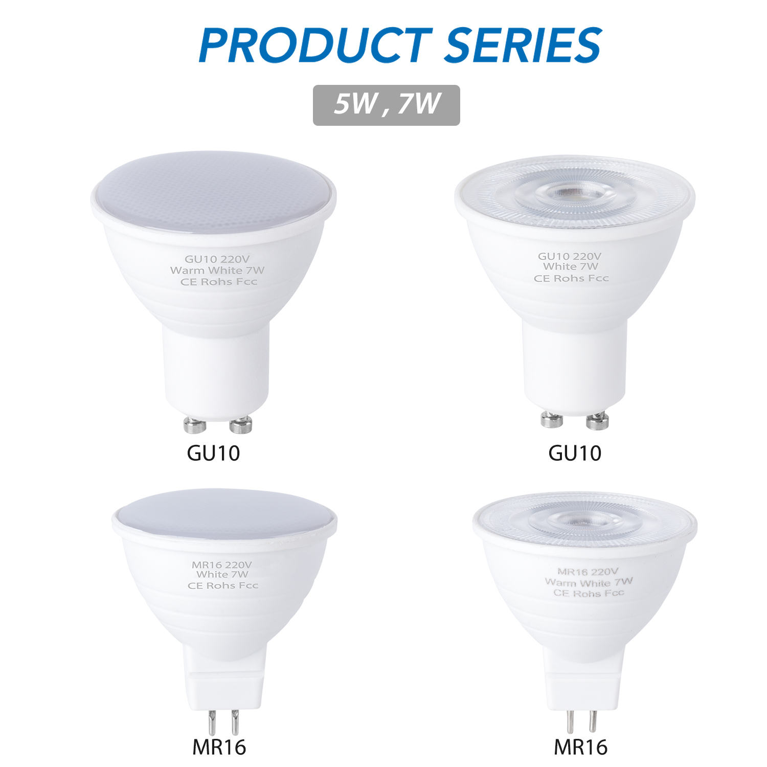 Foco LED E27 GU10 bombilla LED 5W E14 lámpara LED 220V foco MR16 7W Lampada GU5.3 bombilla de maíz gu 10 ampolla 2835