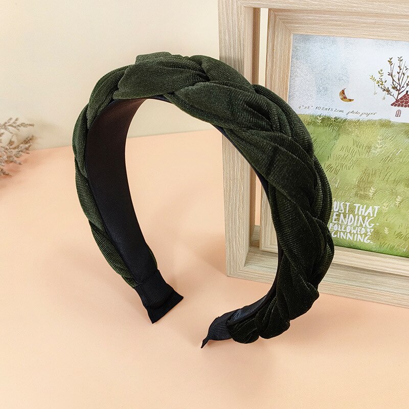 Nova moda feminina bandana larga lateral hairband cruz nó trança adulto turbante macio flanela acessórios de cabelo: as picture 13