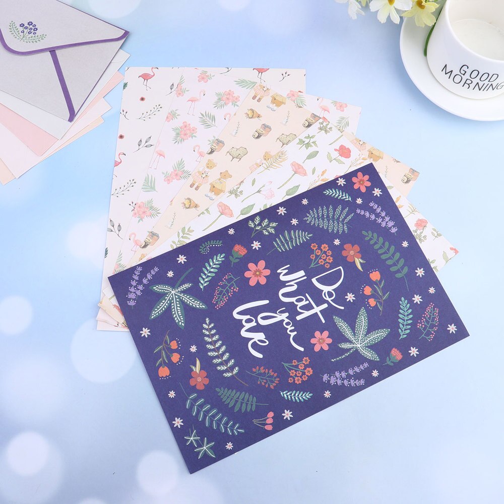 45pcs Flower Letter Paper Printed Envelope Beautiful Letter Papers for Home (each Style Contains 6 Sheets of Writing Pape