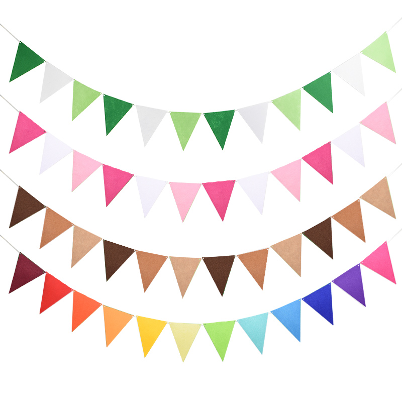 12 flaggor 2.5 meter födelsedagsbunting banderoller vimpel baby shower bröllopsgirland non-woven flaggor för fest heminredning rekvisita
