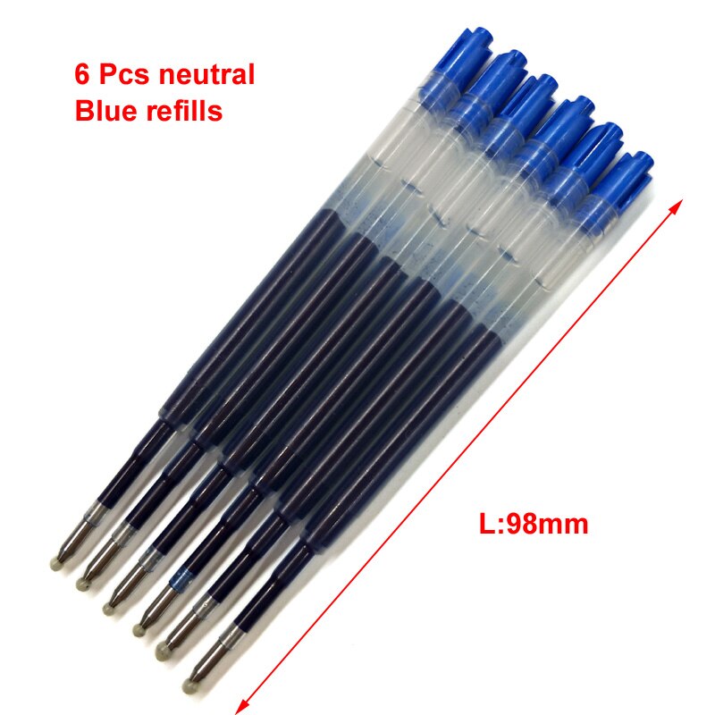 6 stk / lot rulle kuglepen genopfyldning medium nib blå sort farve blæk kuglepenne genopfyldning til skolekontor skrivning