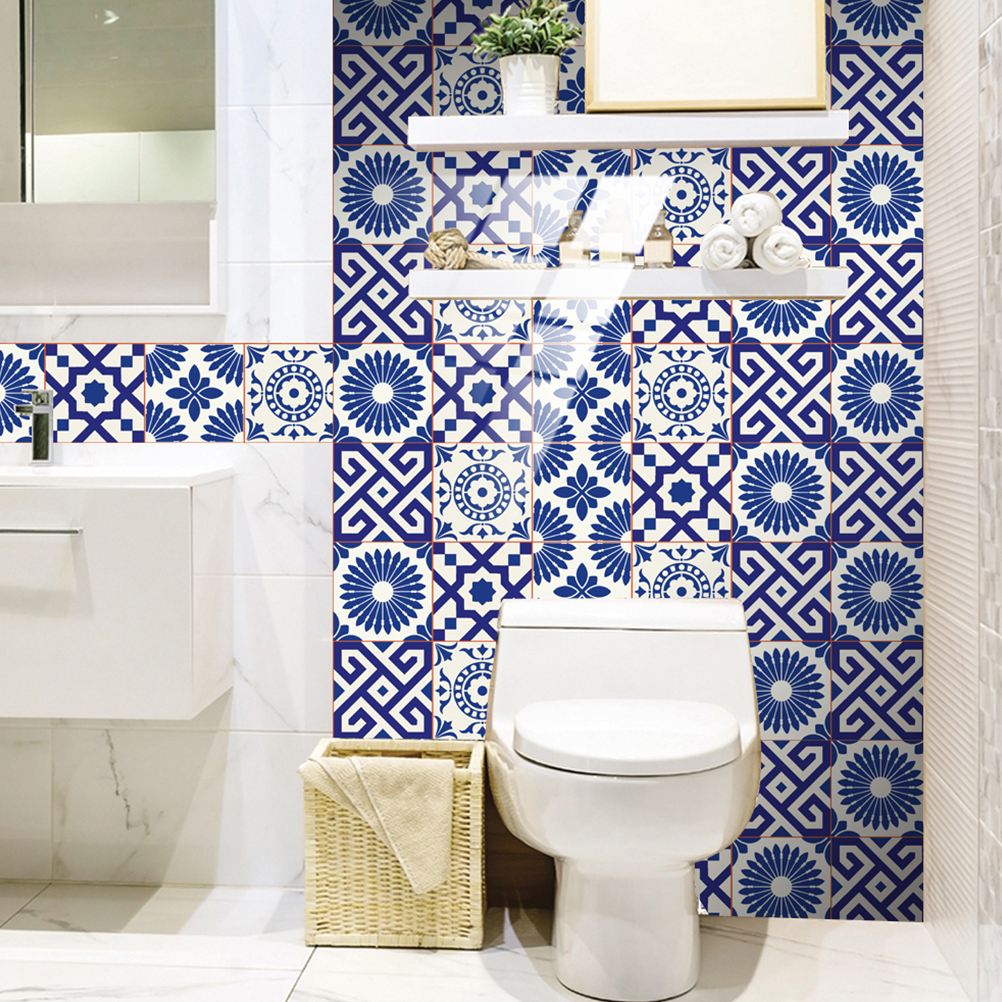 10pcs Waterproof Decals Retro Floor Pastes DIY Bathroom Wall Tile Stickers Home Stickers Tile Decals Wall Tile Stickers