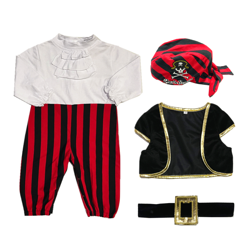 Pirate Captain Cosplay Kostuum Baby Peuter Jumpsuit Jongen Panty Kinderen Dag Fancy Halloween Open Broek Pak