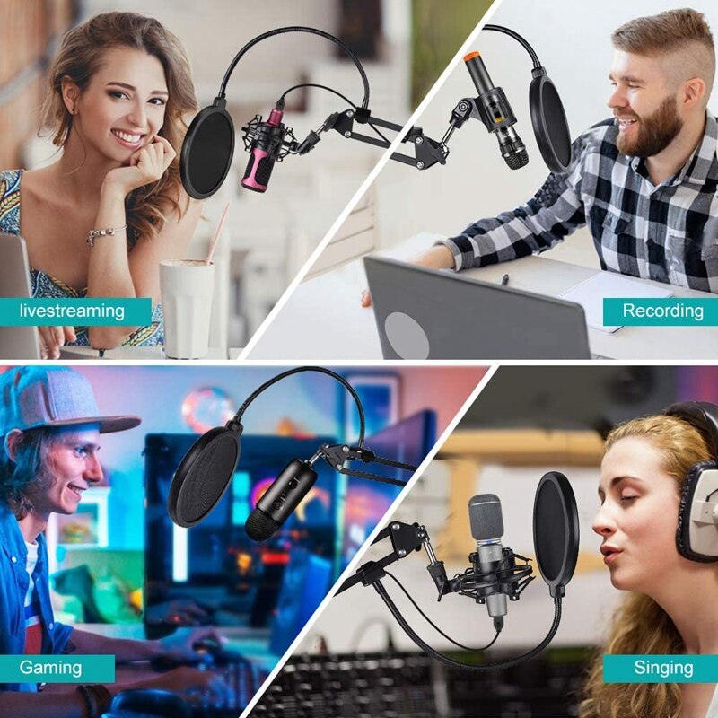 Heavy Duty Microfoon Boom Arm Stand, Verstelbare Suspension Boom Scissor Mic Stand Met Filter