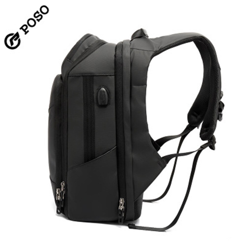 POSO Backpack 17.3Inch USB Laptop Backpack Business Travel Backpack Anti-theft Nylon Waterproof Student Backpack