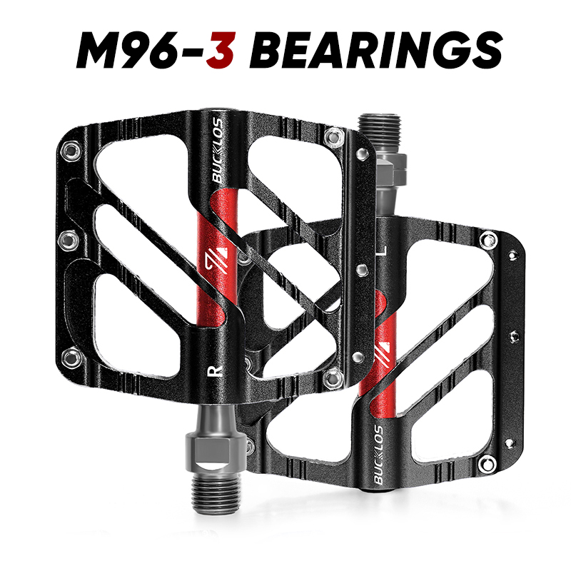 BUCKLOS-pedales de bicicleta con 3 rodamientos, ultraligeros, antideslizantes, CNC, pedales planos de aleación de aluminio, accesorios impermeables para bicicleta: Blanco