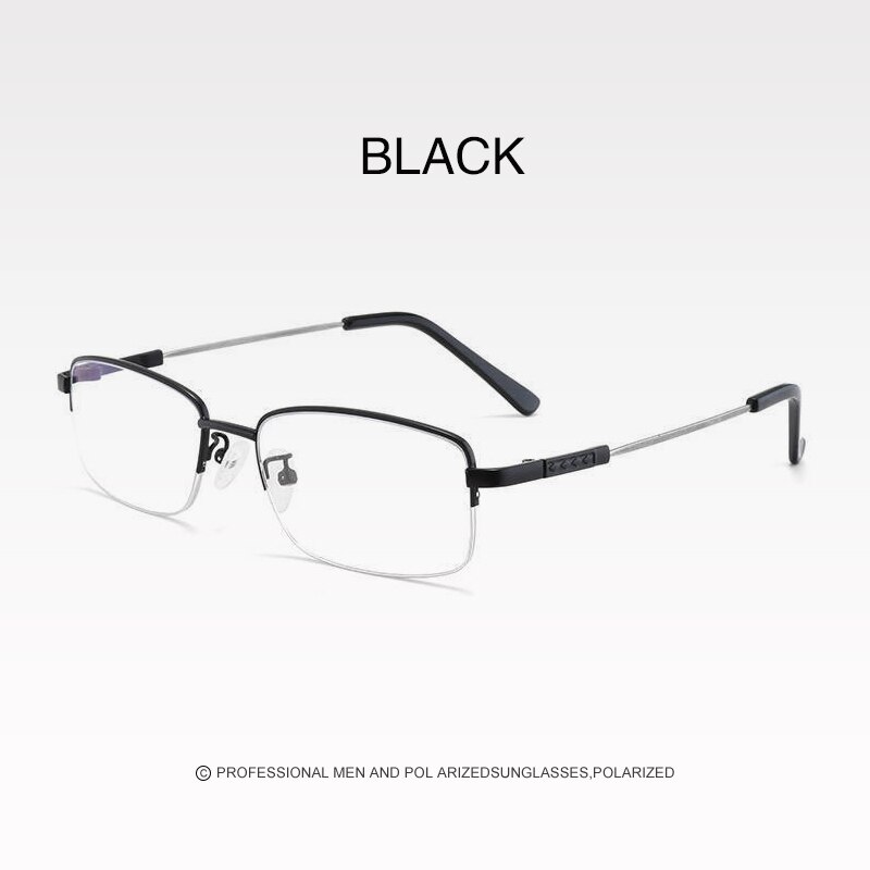 Metal Titanium Multifocal Reading Glasses Men Progressive Bifocal Ray UV Protect Presbyopic Glasses Half Frame Women Eyeglasses: +350 / Black