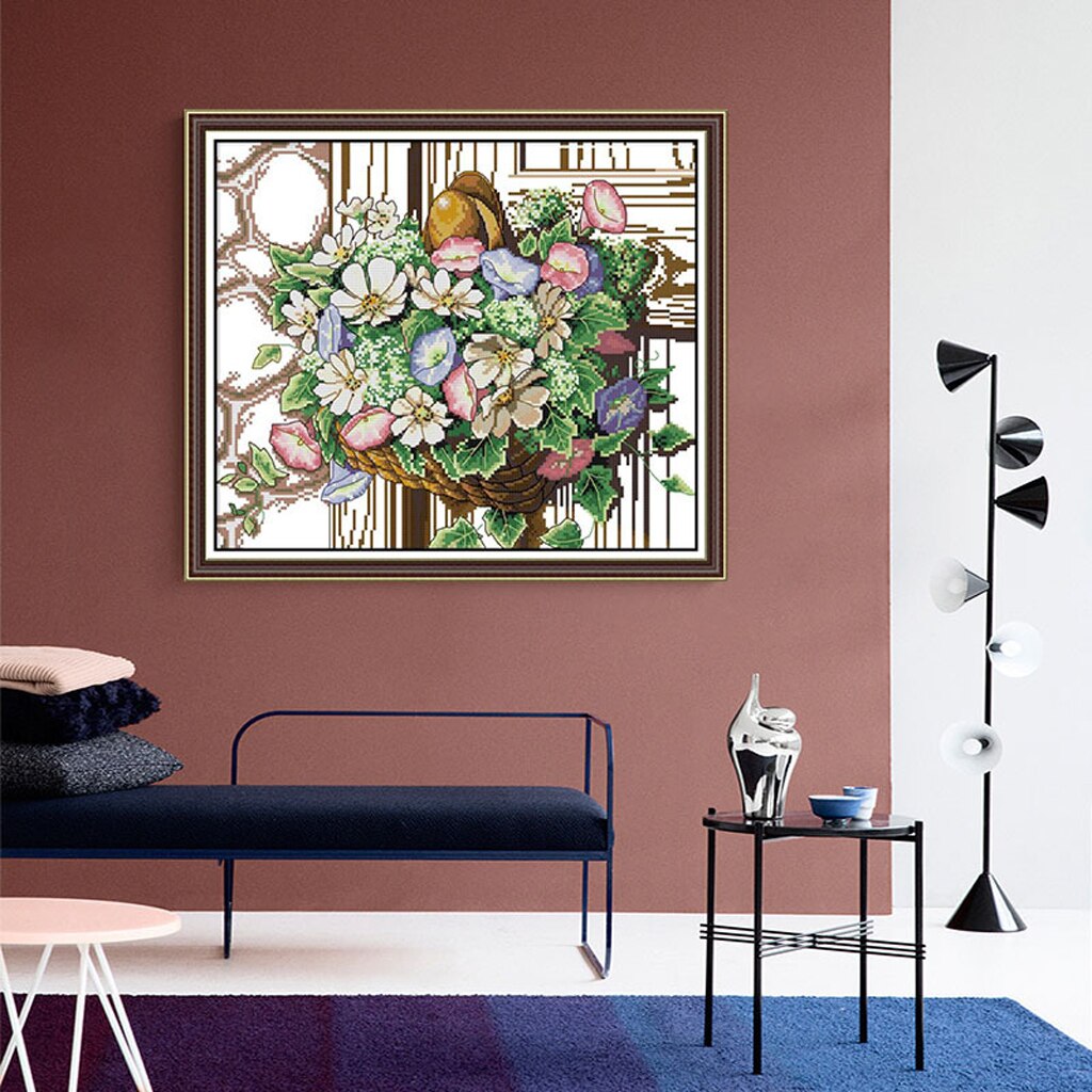 Cute Flower Pattern Cross Stitch Kit Wall Stamped Cross Stitch Needlework