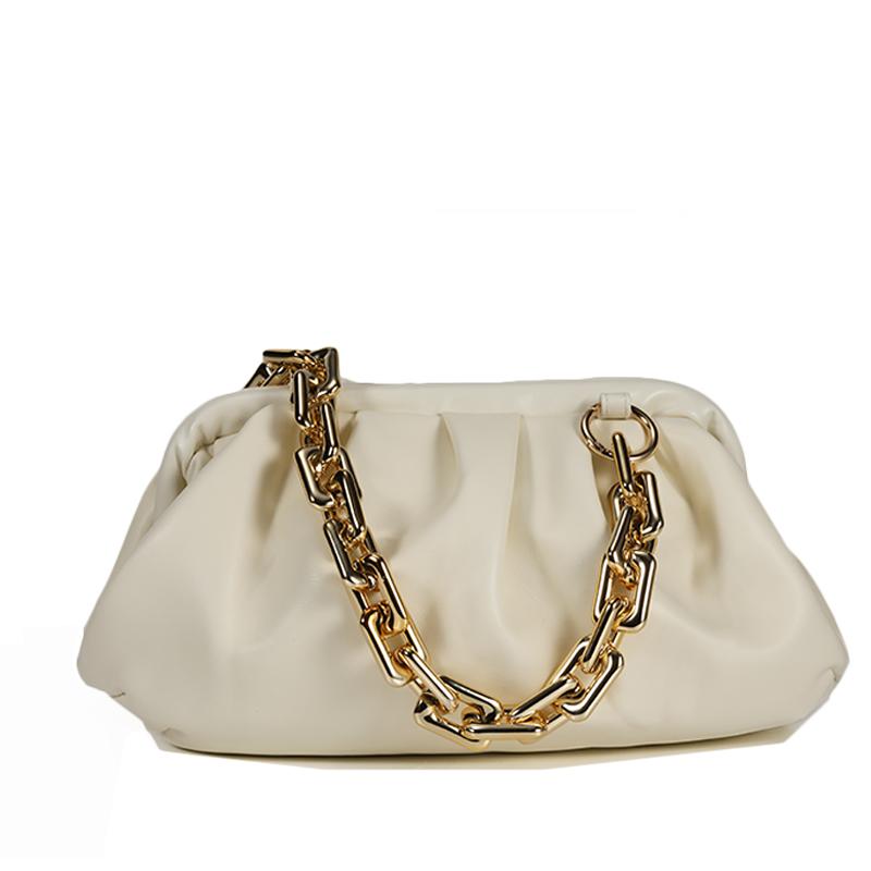 Bolso para mujer, bolsa nube de cuero suave, bolso de hombro individual, Slant Dumpling, bolso de mano, bolsos de día, bandolera: beige