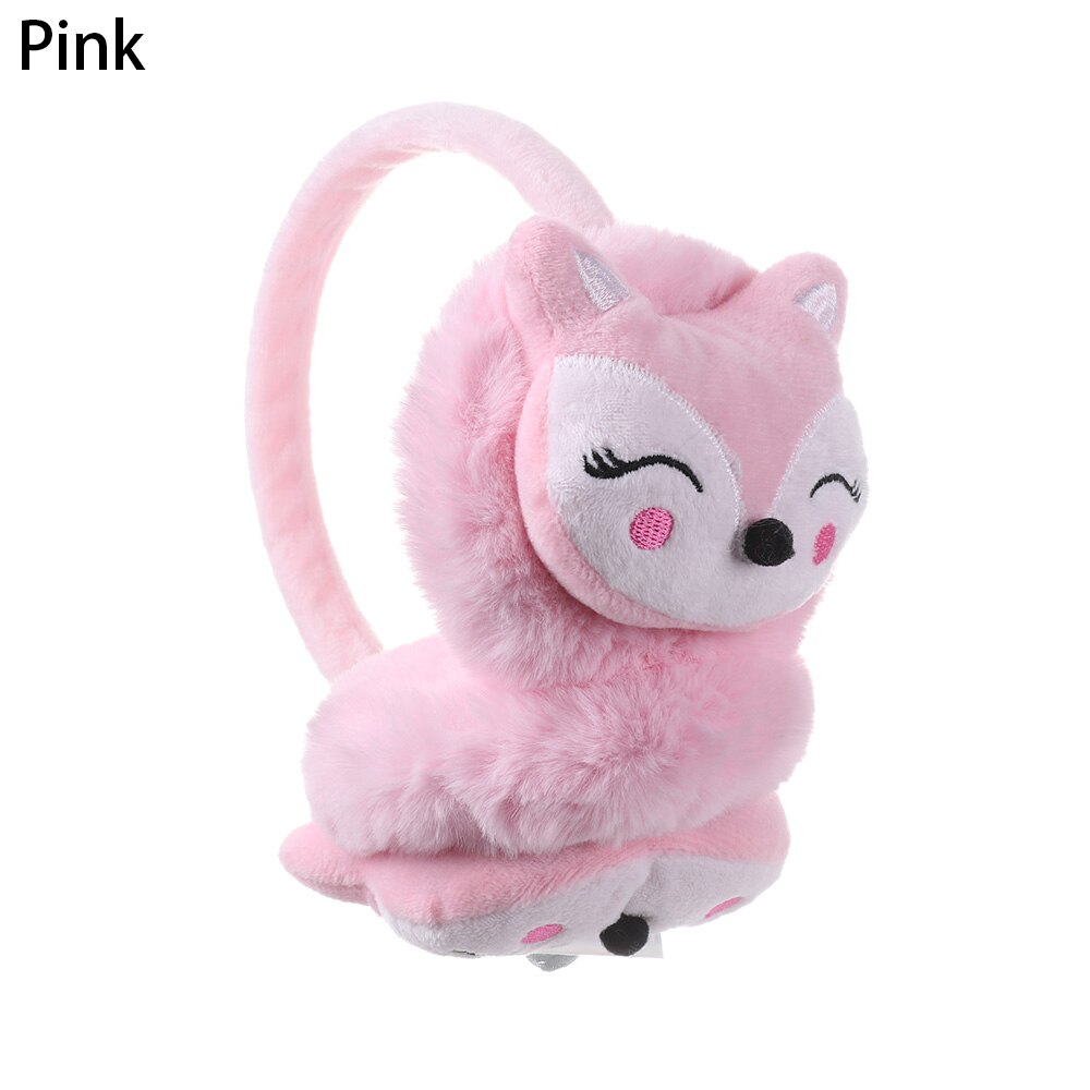 Lovely Winter Ear Muffs Ear Warmer Thicken Plush Unicorn Earmuffs Fluffy Sequin Ear Cover Cute for Cold Weather: Fox-pink
