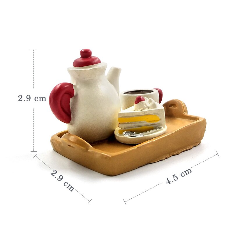 1 pc Simulatie Voedsel Koffie Cake Mini figurine Decor Fairy Garden stripfiguur standbeeld Model Hars ambachtelijke speelgoed ornamenten