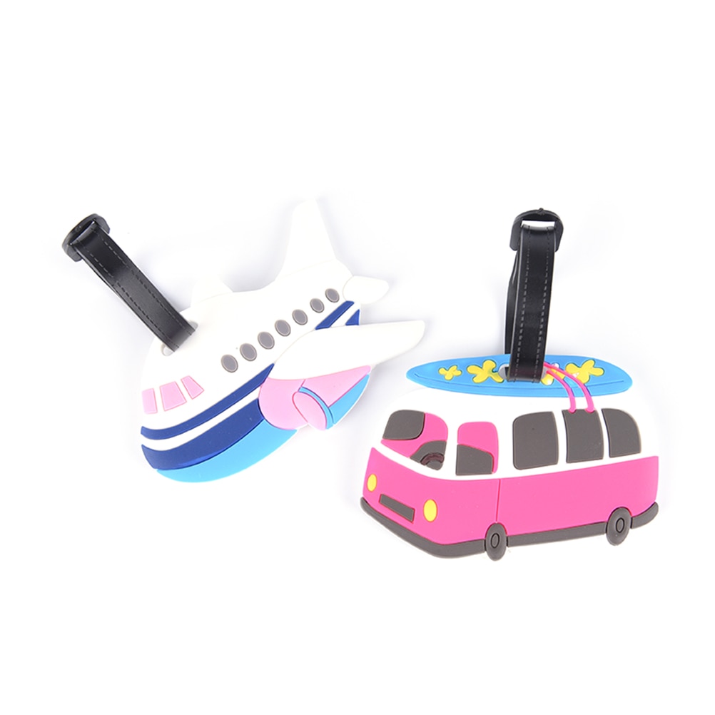 Bagagelabel cartoon vliegtuig auto silicagel koffer id-adreshouder bagage instapkaart draagbaar label reisaccessoires