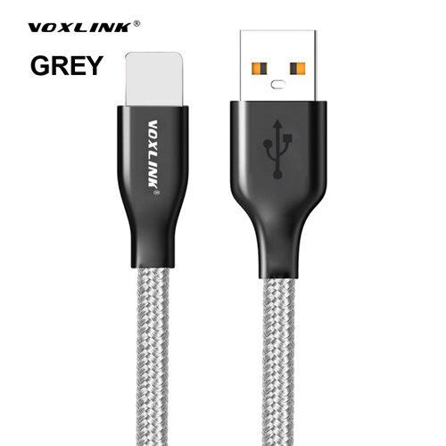 VOXLINK nylonowy kabel USB pleciony dla iphone X XS XR szybka synchronizacja ładowania kabel USB robić transmisji danych dla iphone xs max 8 8plus 7 6 6s ipad mini: Nylon szary / 2 m