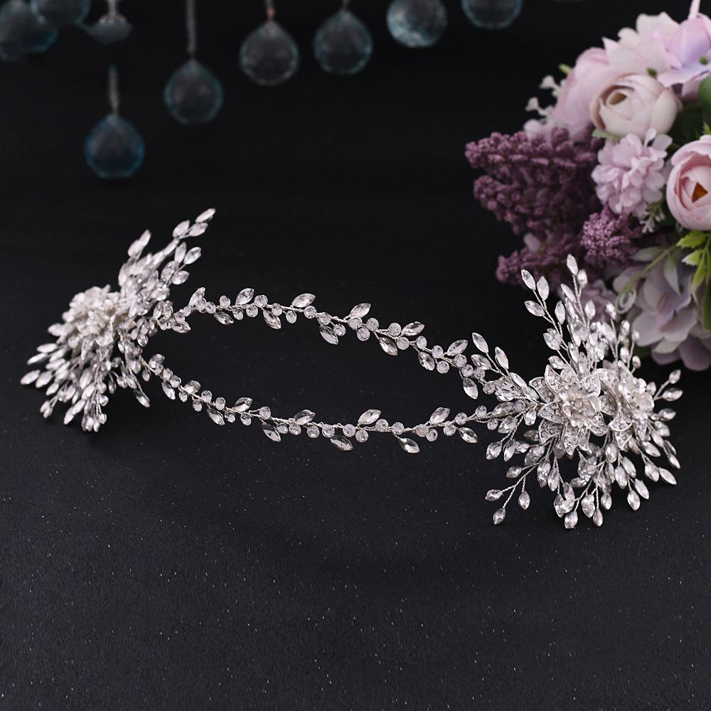 Trixy H284 Luxe Bridal Hoofdband Sieraden Hoofdband Bruiloft Haar Accessoires Prinses Kroon Zilveren Bloem Hoofddeksel: Default Title