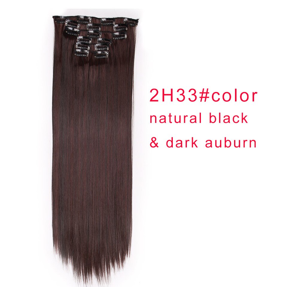 AISI QUEENS Clips In Hair Extension Long Straight Hair Clips for Women 8pcs/set Synthetic 16 Clips In Hair Extensions: 2H33
