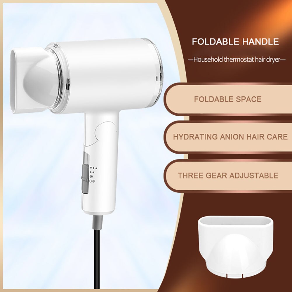 1200W Hair Dryer for Travel&amp;Home Lightweight Strong Wind Negative Ionic Blowdryer 3 Heat Settings Cool Setting Collecting Nozzle