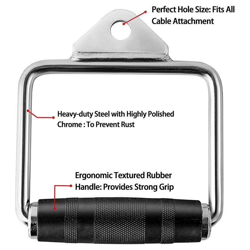 Gym D Handle Pull Down Cable Attachment Set Non-Slip Tricep Grip Pulley Exercise Handles with Rubber Grip for Gym Home