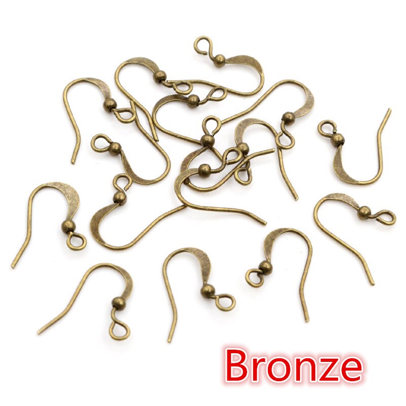 100 unids/lote 19x18mm DIY pendientes hallazgos pendientes cierres ganchos accesorios DIY joyería hacer accesorios gancho de latón joyería: Bronze