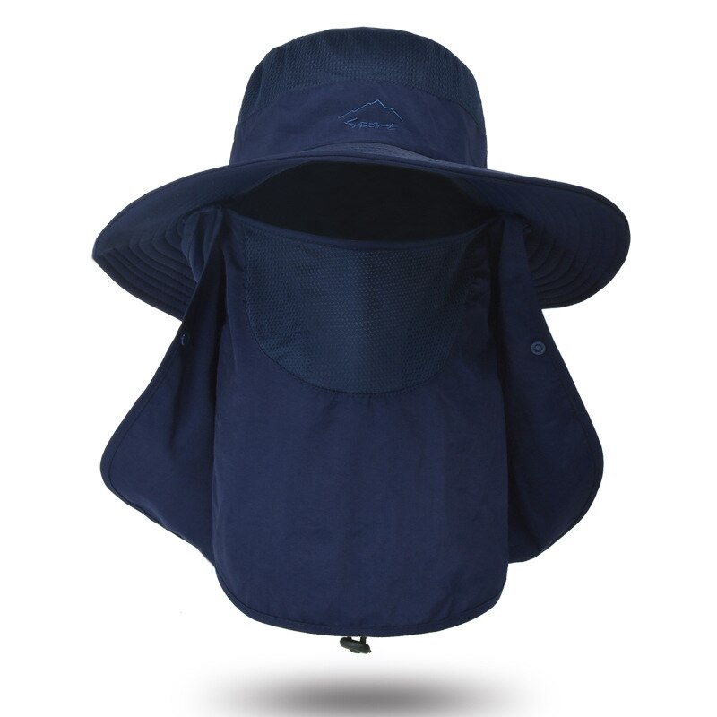 Männer Hütte Anti-Uv Eimer Hütte Fischer Hütte Sonnenschutz 360 Hüte Männer Sommer Hütte Hütte Gesicht Maske Schal kombiniert Sonnenblende: Marine Blau
