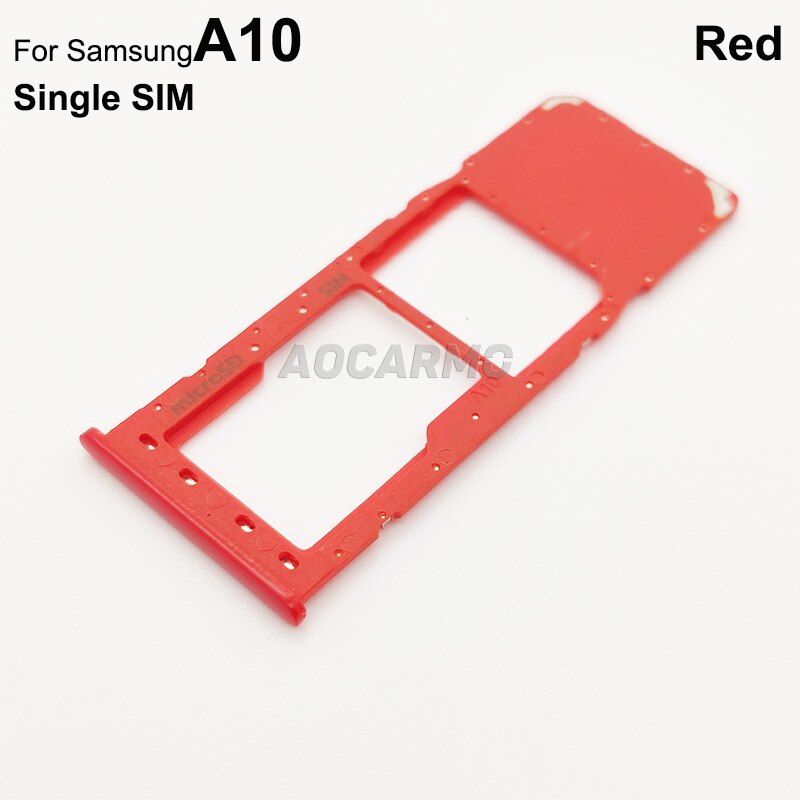 Aocarmo Voor Samsung Galaxy A10 Dual & Enkele Sim-kaart Microsd Houder Nano Sim Card Tray Slot Vervanging Deel: Single Red
