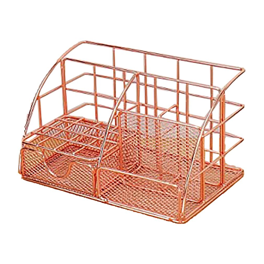 Desk Organiser Metal Office Organiser Storage Rack Shelf Office Table Decoration Rack Home: rose gold