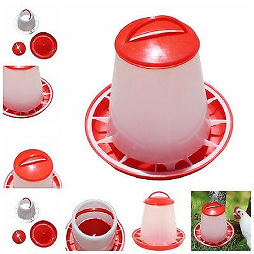 1.5kg Plastic Food Feeder Chicken Chick Hen Poultry Lid Handle Chicken Feeder Tool