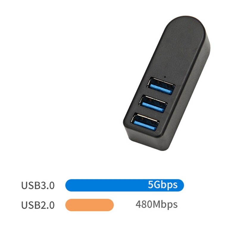 USB 3.0 Hub 90°/180° Degree Rotatable USB Splitter USB to USB Adapter Hubs for Windows PS3, PC, MAC, Laptop, Mac Book