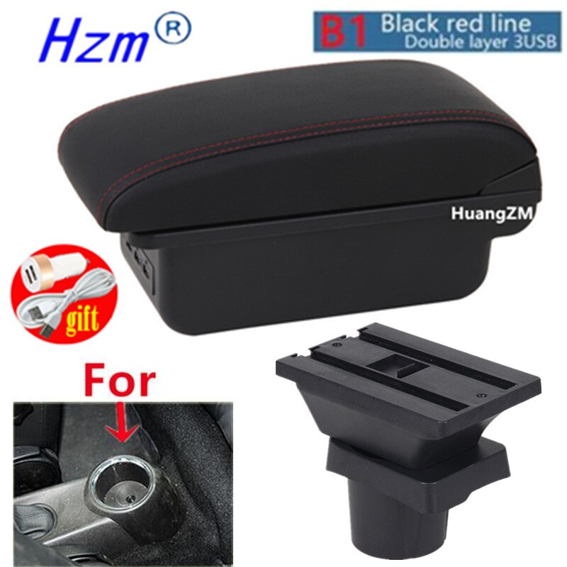 For MINI Cooper R50 R52 R53 R56 R57 R58 F55 F56 F57 Countryman R60 F60 Armrest box car accessories styling: B1 red line 3USB