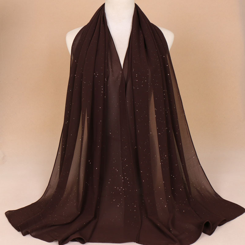 nouvelles femmes or en mousseline de soie solide couleur musulmane tête écharpe châles et enveloppes pashmina bandana femme foulard dames hijab magasins: 4