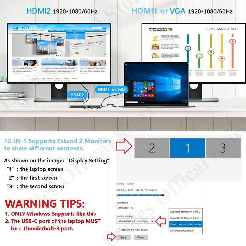 Usb C Dock Mst Dual Hdmi Dual Screen Dual Display Adapter Hub, usb Type C Laptop Docking Station Voor Lenovo Thinkpad Hp Dell Xps