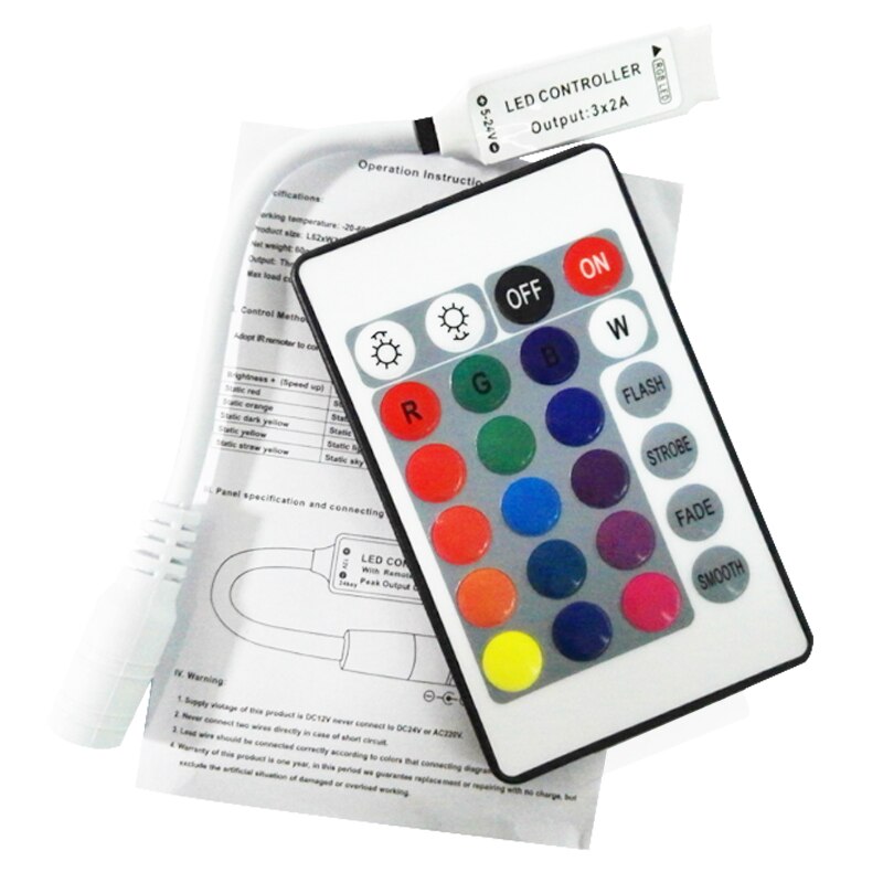 24keys receptor RGB Remote Controller With Mini Receiver LED Driver Dimmer Fit LED Controller IR receiver for led strip