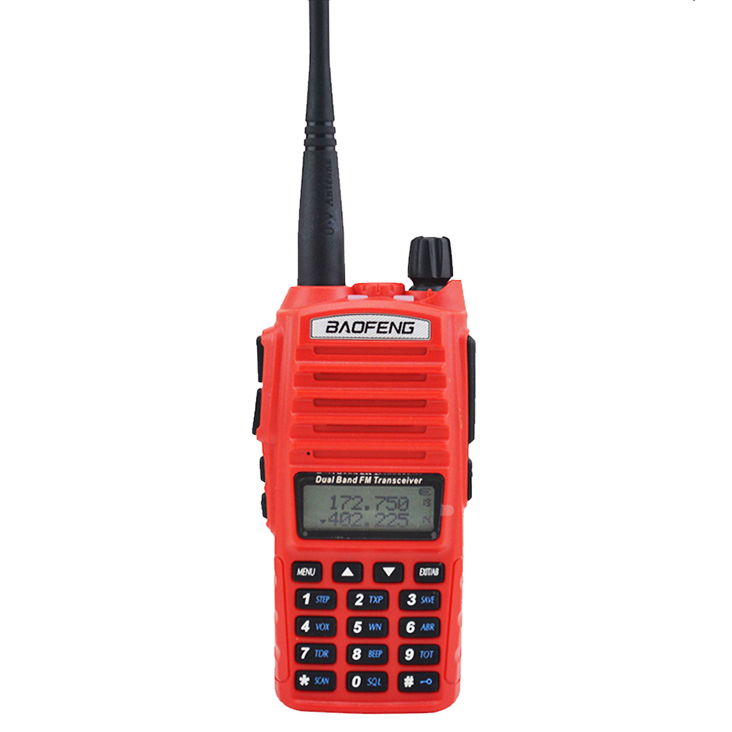 Baofeng-rádio portátil em dois sentidos com fone de ouvido, UV-82 Walkie Talkie, UHF 400-520MHz, VHF, 136-174MHz, 5W, Dual Band, Dual PTT Switch, FM: Vermelho