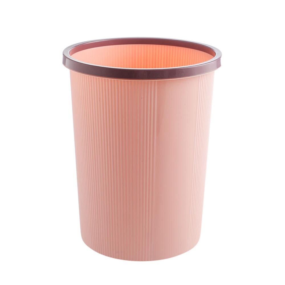 1pc søppeldunker med klemring husholdningslokk uten lokk plast papirkurv dårlig kjøkken søppel søppelbeholder: Jeg er rosa