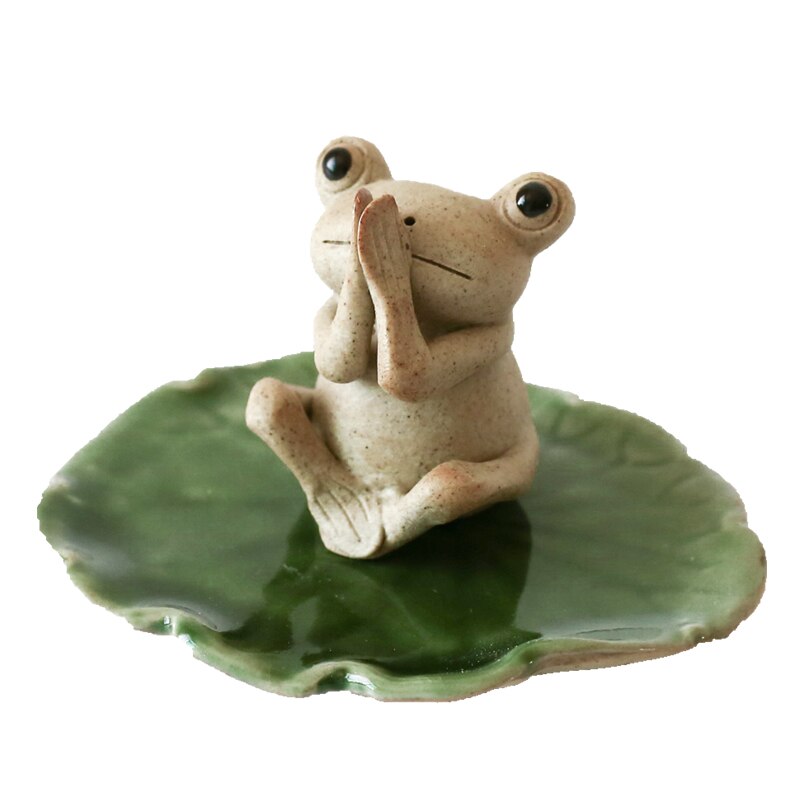 Décoration de la maison | Céramique brute, originale et créative, faite à la main, petite grenouille, décor de thé bouddha, série d'animaux familiers, décoration de thé