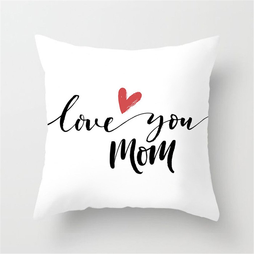 4 Stuks 45Cm * 45Cm Gelukkige Moederdag I Love Mom Linnen/Katoen Sierkussen Covers couch Kussenhoes Home Decor Kussensloop