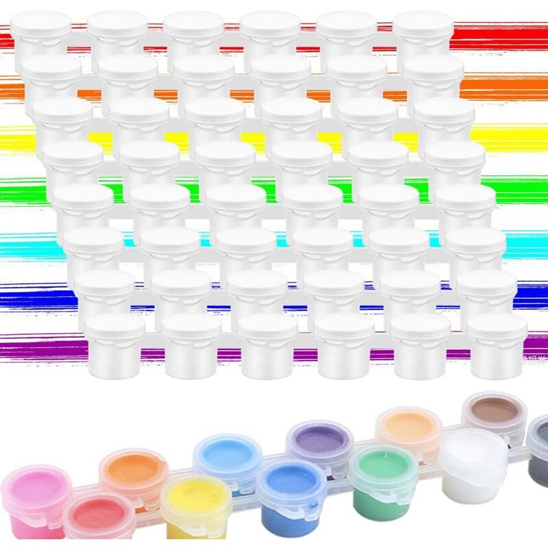 25 Lege Verf Strips 150 Potten 5Ml Verf Cup Potten Verf Pot Plastic Clear Storage Containers Met 4 Stuks penselen