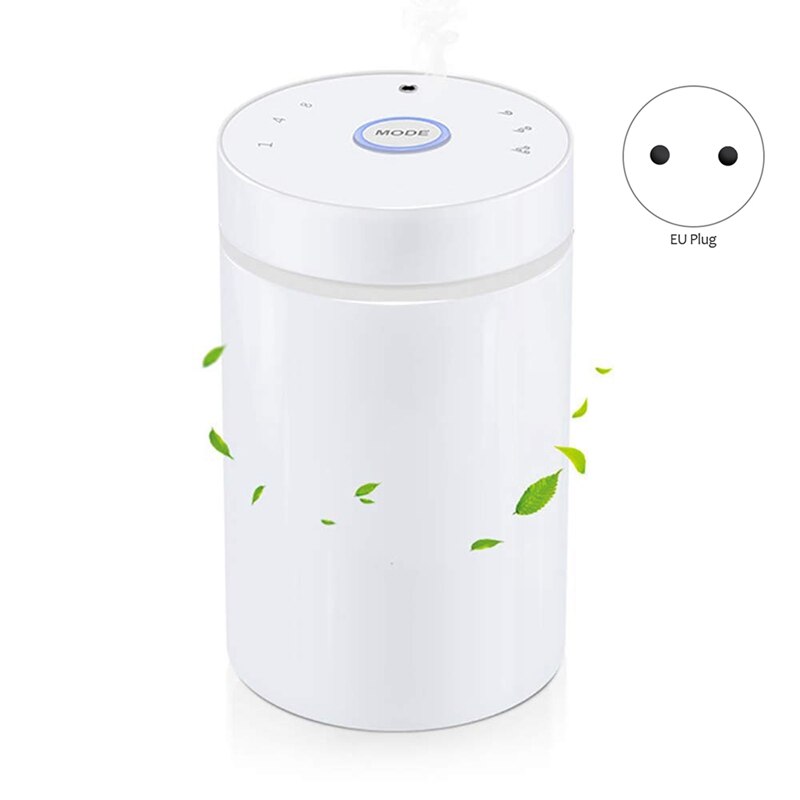 Waterloze, op batterijen werkende aromatherapie-vernevelaar met essentiële oliën voor thuis, kantoor, auto en reizen (eu-stekker)