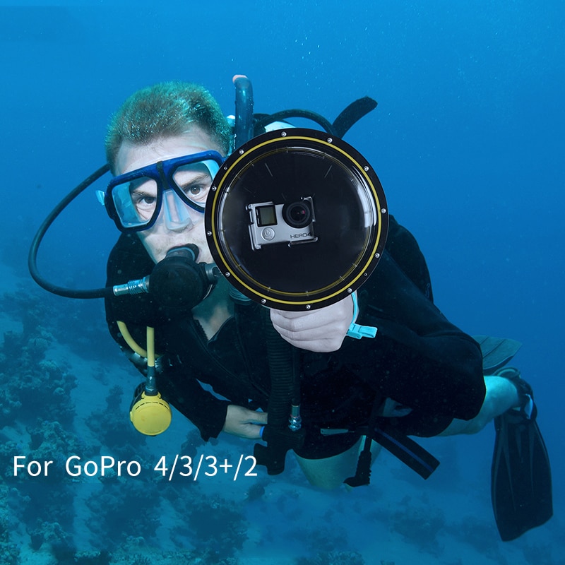 6 zoll Tauchen Kuppel Hafen für GoPro Held 4 3 + Schwarz Silber gehen Profi Kamera mit Wasserdicht fallen Kuppel für GoPro 3 + 4 Zubehör