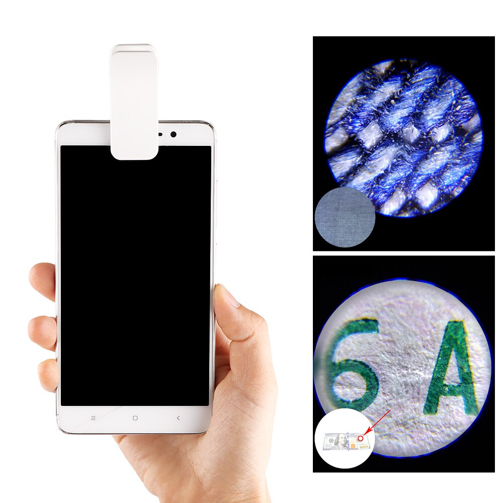 Powstro mobiltelefon mikroskop makro lins 60x optisk zoom förstoringsglas mikro kamera clip led linser för iphone 5s 6s plus