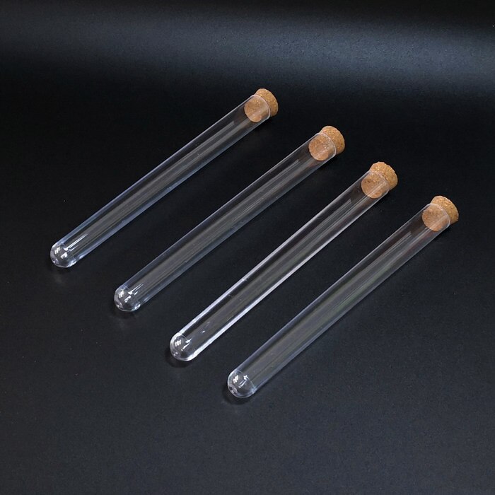 20pcs/pack 15x150mm plastic test tube with cork, U-shape Bottom Wooden Cap Container for school laboratory