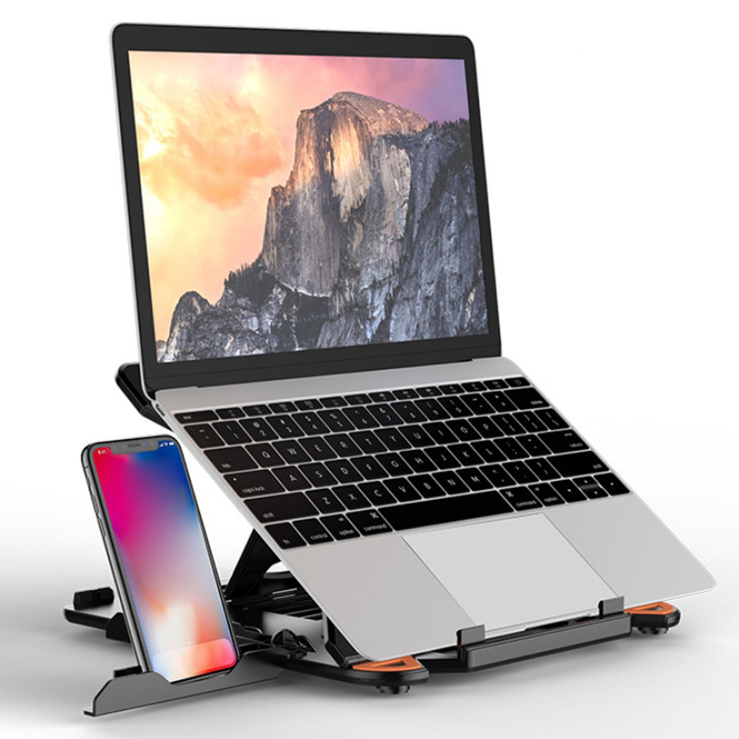 Besegad Folding Laptop Cooling Stand Adjustable Riser w/Phone Holder for Macbook Dell HP Lenovo ASUS 11-17 inch Notebook Tablet