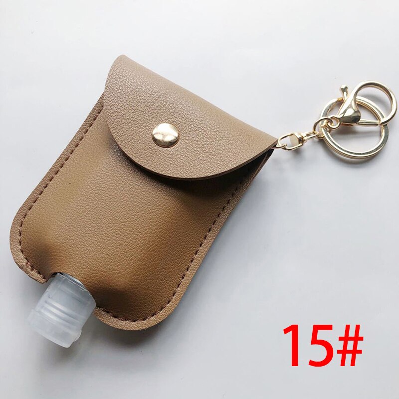 60Ml Reizen Lekvrije Leather Case Sleutelhanger Tas Hervulbare Lege Fles Voor Handdesinfecterend Bag Met Key Ringen Hanger fles: 15