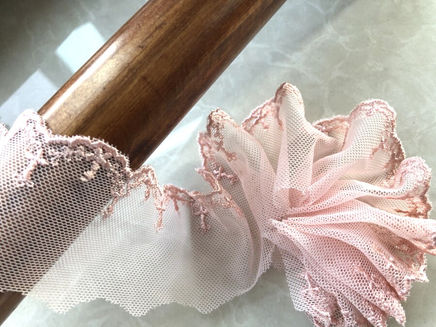 4Yards Licht Roze Blauw Wit Baby Lace Trim Borduren Naaien Ambachten Pop Materiaal Kant Rand Rok 4.5Cm Breed