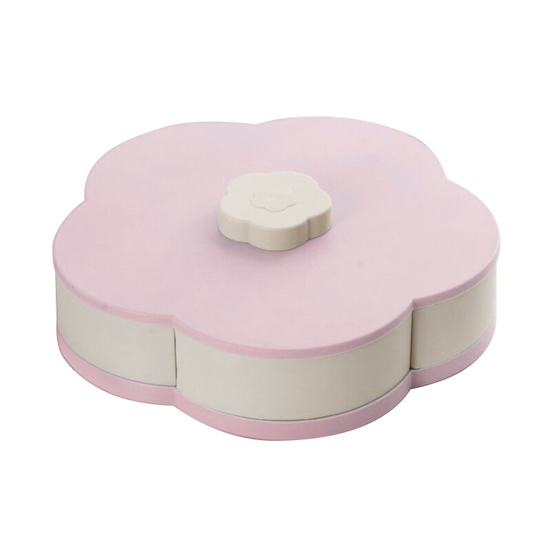 Caja giratoria en forma de pétalo para golosinas, bandeja para dulces, caja de almacenamiento para alimentos, cajas de almacenamiento para dulces, organizador de fruta para alimentos, cajas ecológicas: L single layer pink