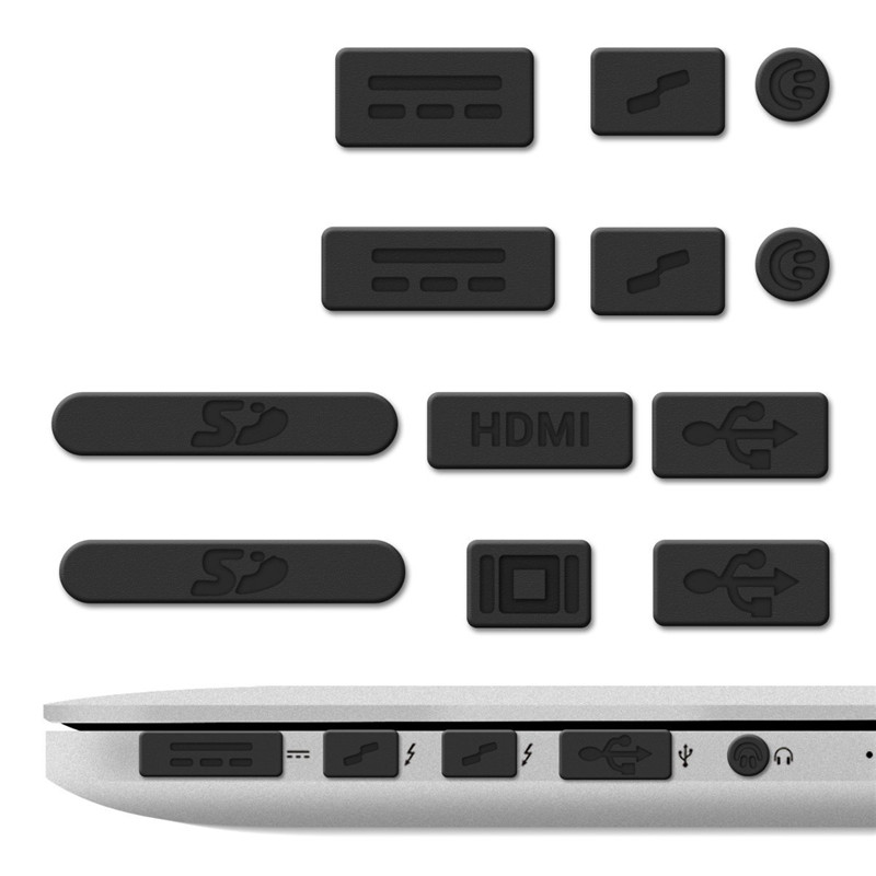 12 stks siliconen anti-stof pluggen bescherming set voor apple macbook pro 13 15 Retina/Air 11 13 Laptop Stof Plug Poorten Case Cvoer