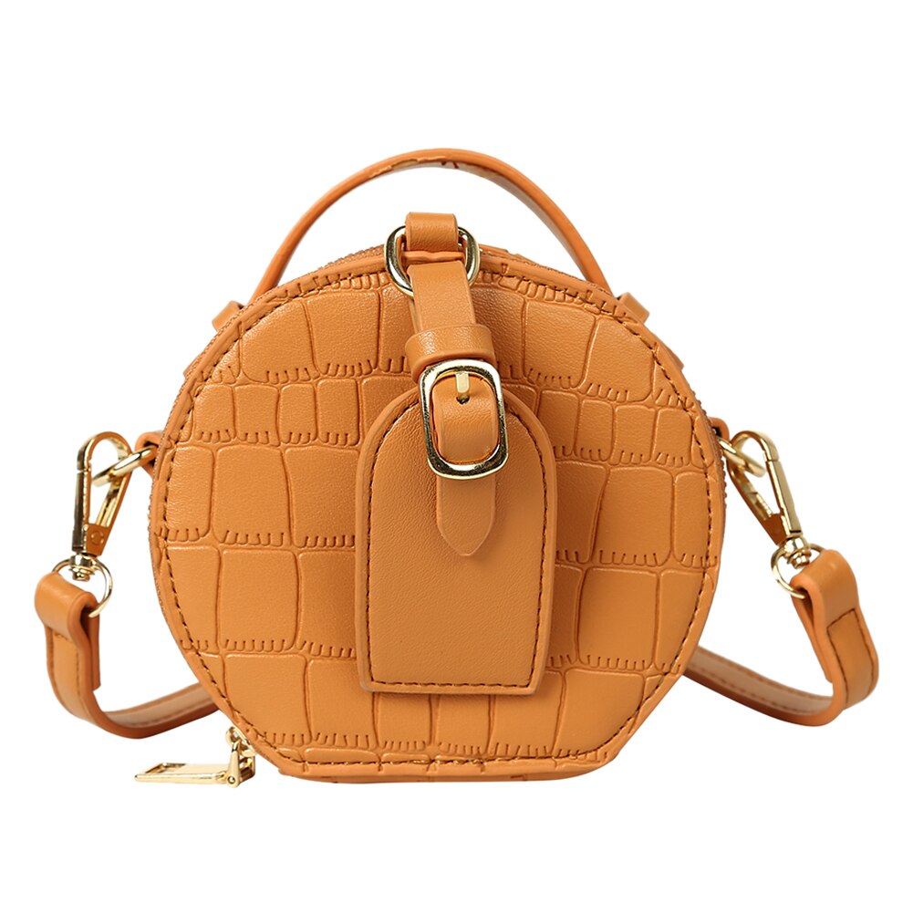 Frauen Kleine Runde Schulter Mini Handtaschen Jahrgang PU Leder Plissee Crossbody Totes Tasche modisch Rund Bote Taschen: hell Braun