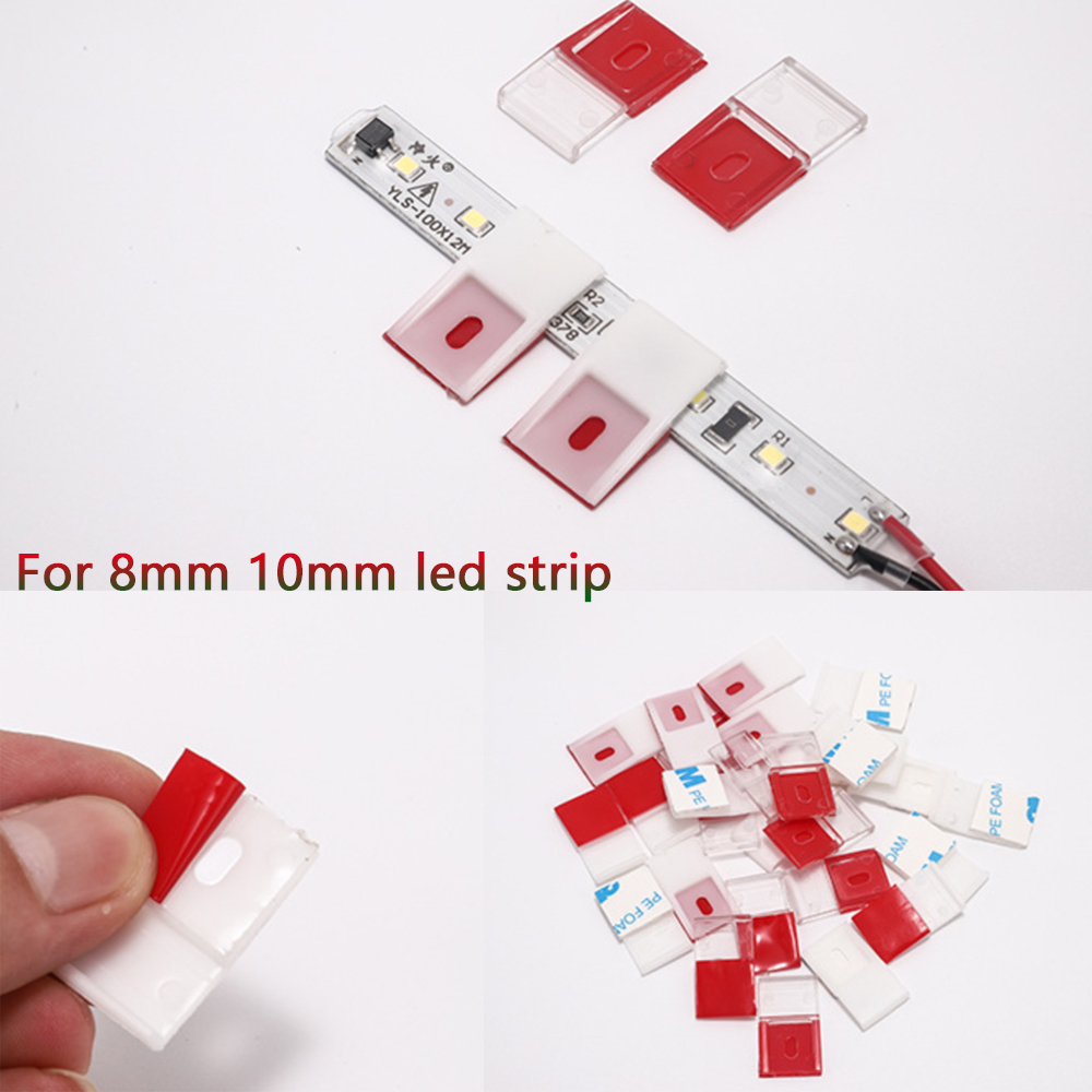 Self-adhesive Wire Bundle Holder Tie Mount Clip transparent Mounting Brackets For 10mm 8mm LED Strip Lights/Car/Network cable
